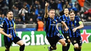 Davide Frattesi (số 16) ghi bàn quyết định ở hiệp phụ thứ nhất, đưa Inter Milan vào chung kết Champions League.