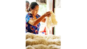 Sợi bún Vân Cù ngay sau khi ra lò.