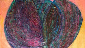 Cây #4, acrylic trên toan, 117x82cm, một tác phẩm của họa sĩ Vũ Mạnh Hà trong triển lãm “Phục xanh”.