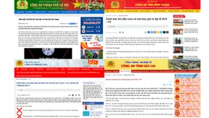 Ảnh chụp màn hình các thông báo cảnh báo của Công an thành phố Hà Nội, Công an tỉnh Bình Thuận, Công an tỉnh Hà Nam và Công an tỉnh Lào Cai về tình trạng lừa đảo mua bán vé máy bay giá rẻ qua mạng dịp lễ 30/4 và 1/5. (Ảnh chụp màn hình).