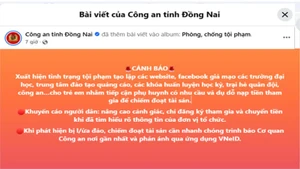Trang thông tin chính thức trên Facebook của Công an tỉnh Đồng Nai đã phát đi thông tin cảnh báo liên quan đến thủ đoạn mạo danh trại hè hướng nghiệp để lừa đảo, chiếm đoạt tiền của phụ huynh. (Ảnh chụp màn hình)