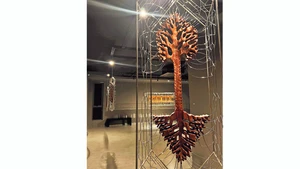 Không gian tầng hai của triển lãm. Ảnh: AN TRUNG