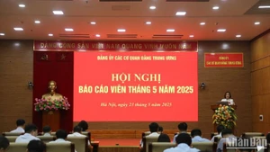 Quang cảnh hội nghị báo cáo viên tháng 5/2025. (Ảnh: HẢI ĐĂNG)