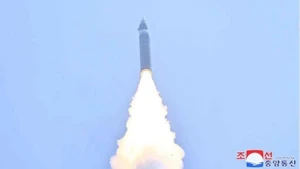 Một vụ phóng tên lửa của Triều Tiên. (Ảnh: KCNA)