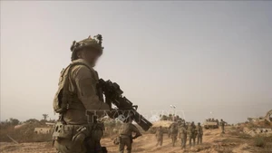 Binh sĩ Israel được triển khai tại Dải Gaza, ngày 19/5/2025. (Ảnh: THX/TTXVN)