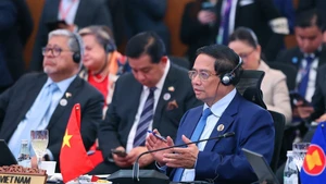 Thủ tướng Phạm Minh Chính dự và phát biểu tại Hội nghị Cấp cao Kinh tế ASEAN - Hội đồng Hợp tác Vùng Vịnh (GCC) - Trung Quốc. (Ảnh TTXVN)
