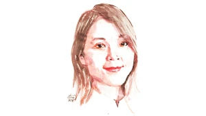 Ký họa chân dung nhà thơ Trần Ngọc Mỹ của họa sĩ Đỗ Hoàng Tường. 