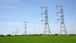 Đường dây 500 kV mạch 3 Quảng Trạch (Quảng Bình) - Phố Nối (Hưng Yên) đoạn đi qua tỉnh Nam Định. Ảnh | KHÁNH AN