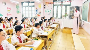 Một tiết học tại Trường THCS Thái Thịnh (Đống Đa, Hà Nội). 