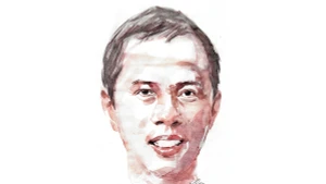 Ký họa chân dung nhà thơ Trần Lê Khánh của họa sĩ Đỗ Hoàng Tường. 