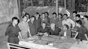 Bộ Chỉ huy Chiến dịch Hồ Chí Minh tại căn cứ Tà Thiết-Lộc Ninh (tháng 4/1975). (Ảnh: TTXVN)