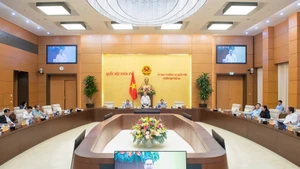 Phiên họp thứ 44 của Ủy ban Thường vụ Quốc hội khóa XV - phiên họp quan trọng chuẩn bị các nội dung cho Kỳ họp thứ 9 - dự kiến khai mạc vào ngày 5/5 tới. (Ảnh Nghĩa Đức)