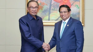 Thủ tướng Chính phủ Phạm Minh Chính hội kiến Thủ tướng Malaysia Anwar Ibrahim ngày 10/10/2024, nhân dịp dự Hội nghị Cấp cao ASEAN lần thứ 44, 45 và các Hội nghị cấp cao liên quan. (Ảnh: Nhật Bắc/VGP).