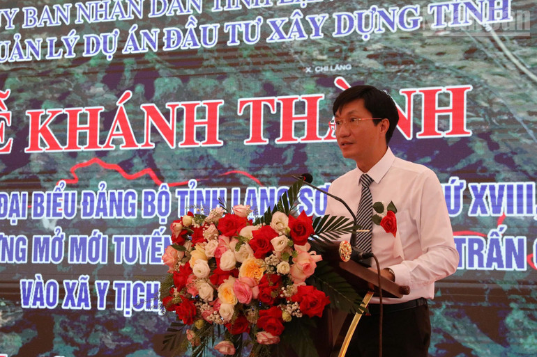 Phó Giám đốc Ban Quản lý dự án đầu tư xây dựng tỉnh Lạng Sơn Bùi Hoàng Nam phát biểu tại lễ khánh thành. ndo_tr_gen-h-z7031471265485-880051188d6c6a8d87c08200be65b331.jpg