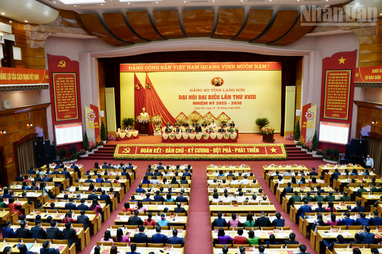 Quang cảnh Đại hội Đại biểu Đảng bộ tỉnh Lạng Sơn lần thứ 18, nhiệm kỳ 2025-2030. ndo_tr_img-0630.jpg