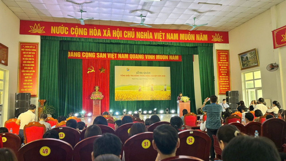 Lễ ra quân tại Trung tâm xã Thọ Phú, tỉnh Thanh Hoá sáng 1/7. (Ảnh: HNV) raquan1.jpg
