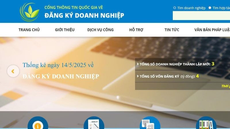 ẢNH CHỤP MÀN HÌNH CỔNG THÔNG TIN QUỐC GIA VỀ ĐĂNG KÝ DOANH NGHIỆP. congdkdn.jpg