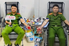 Công an xã Hoằng Phú hiến máu cứu người bệnh nguy kịch.