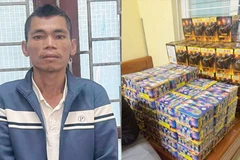 Đối tượng Đoàn Công Sơn và số pháo bị thu giữ.