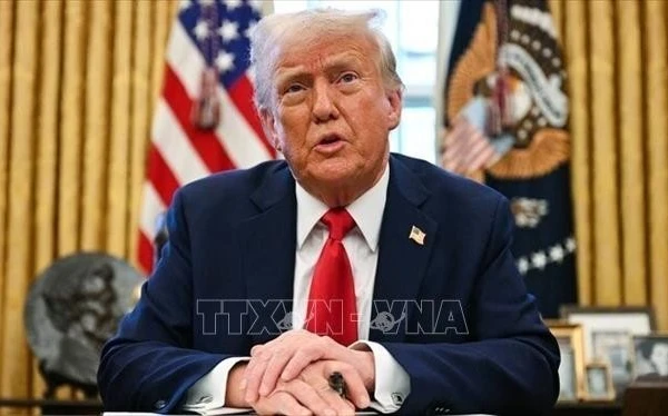 Tổng thống Mỹ Donald Trump phát biểu tại Nhà Trắng, Washington, DC. (Ảnh: TTXVN)