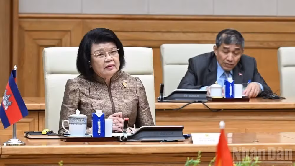 Chủ tịch Quốc hội Campuchia Samdech Khuon Sudary. (Ảnh: TRẦN HẢI)