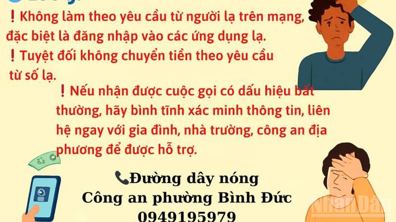 Khi nhận được cuộc gọi có dấu hiệu bất thường nên nhanh chóng báo tin Công an địa phương để được hỗ trợ. ndo_br_a2.jpg
