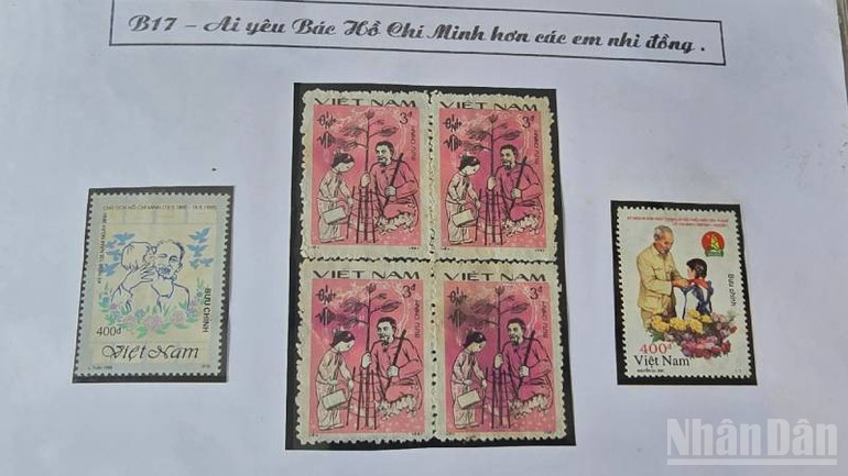 Một trong các con tem về Bác Hồ mà ông Huệ sưu tập. ndo_br_a3-1.jpg