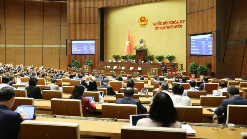 Quốc hội làm việc tại hội trường. (Ảnh: DUY LINH)