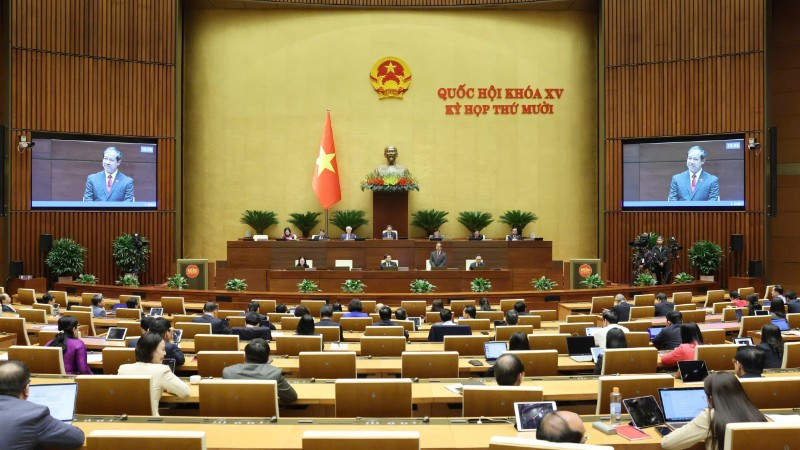 Quốc hội làm việc tại hội trường chiều 20/11. (Ảnh: DUY LINH)