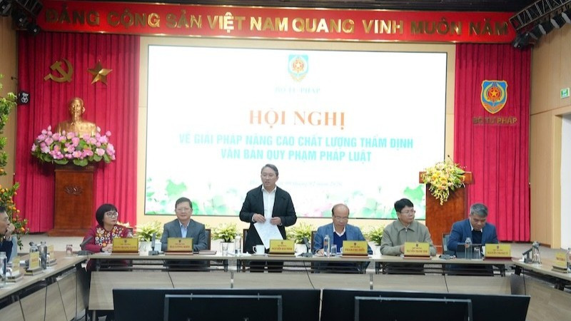 Bộ trưởng Tư pháp Nguyễn Hải Ninh phát biểu tại hội nghị. (Ảnh: TL)