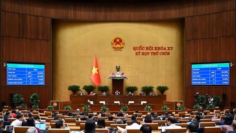 Quốc hội biểu quyết thông qua Bộ luật Tố tụng hình sự. (Ảnh: DUY LINH)