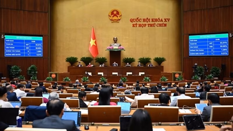 Quốc hội thông qua Luật sửa đổi, bổ sung một số điều của Luật Mặt trận Tổ quốc Việt Nam, Luật Công đoàn, Luật Thanh niên và Luật Thực hiện dân chủ ở cơ sở. (Ảnh: DUY LINH)