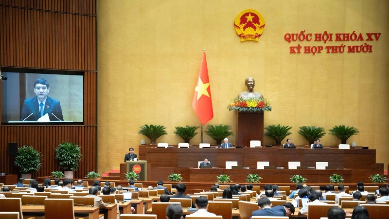 Quốc hội làm việc tại hội trường. (Ảnh: QH