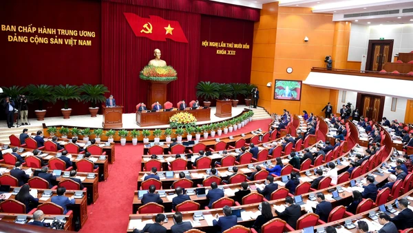 Hội nghị lần thứ 14 Ban Chấp hành Trung ương Đảng Cộng sản Việt Nam khóa XIII khai mạc trọng thể tại Thủ đô Hà Nội. (Ảnh: ĐĂNG KHOA)