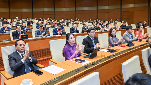 Các đại biểu dự phiên họp sáng 24/4. (Ảnh: DUY LINH)