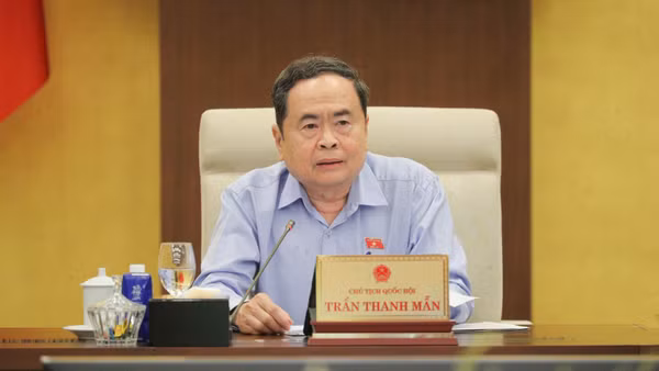 Chủ tịch Quốc hội Trần Thanh Mẫn nêu ý kiến tại phiên họp. (Ảnh: DUY LINH)