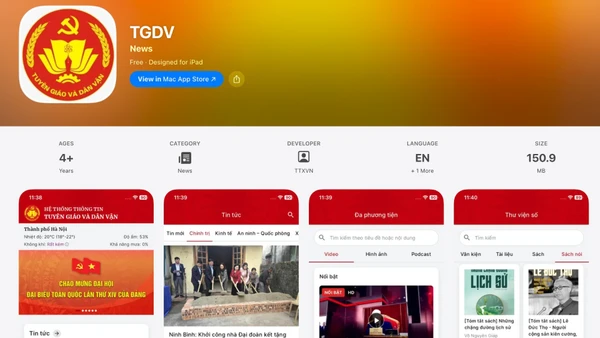Ứng dụng Tuyên giáo và Dân vận - kênh thông tin chính thống của Đảng