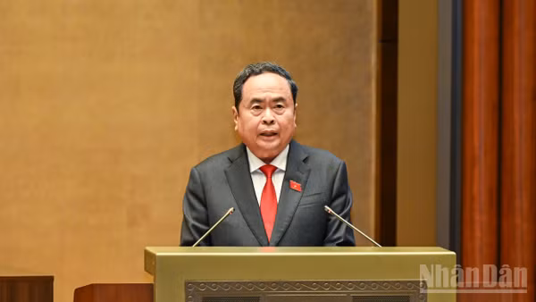 Đồng chí Trần Thanh Mẫn phát biểu nhậm chức Quốc hội khoá XVI. Ảnh: DUY LINH