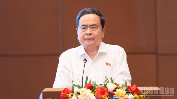 Chủ tịch Quốc hội Trần Thanh Mẫn phát biểu kết luận hội nghị. (Ảnh: DUY LINH)