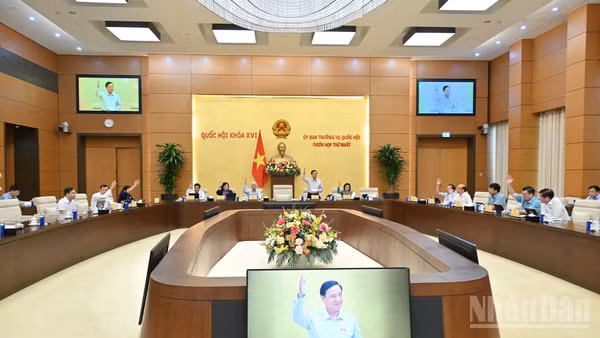 Ủy ban Thường vụ Quốc hội biểu quyết thông qua Nghị quyết của Ủy ban Thường vụ Quốc hội về việc thành lập 10 phường thuộc tỉnh Đồng Nai. (Ảnh: THỦY NGUYÊN)