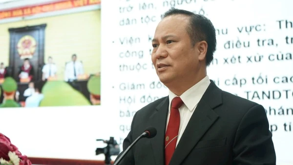 Phó Giáo sư, Tiến sĩ Nguyễn Đức Hạnh, Giám đốc Học viện Tòa án trình bày chuyên đề.