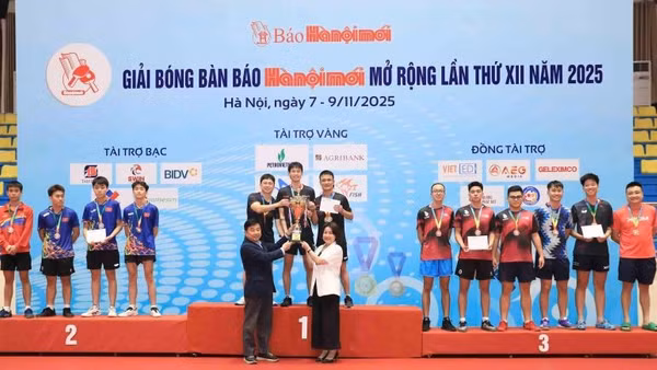 Ban tổ chức trao thưởng nội dung đồng đội nam nâng cao.