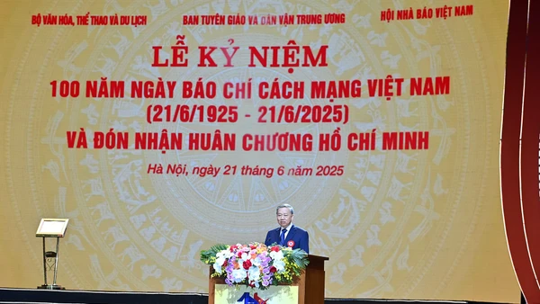 Tổng Bí thư Tô Lâm tới dự và phát biểu. (Ảnh: ĐĂNG KHOA) 