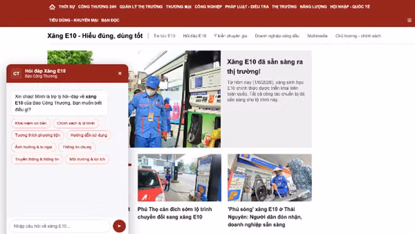 Báo Công thương ra mắt chatbot giải đáp về xăng E10.