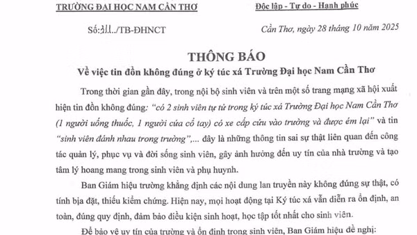 Thông báo số 311 của Trường đại học Nam Cần Thơ.
