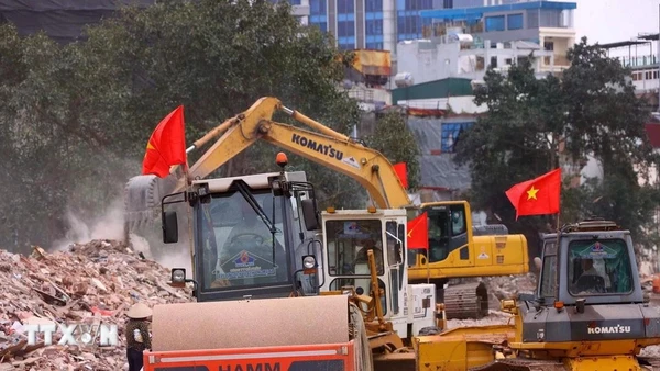 Dự án đường Vành đai 1 thủ đô Hà Nội. (Ảnh: Văn Điệp/TTXVN)