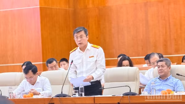 Ông Lê Long – Phó Cục trưởng Cục Thuế phát biểu tại buổi họp báo. 