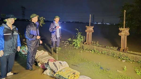 Nước sông Cầu dâng cao tại địa bàn xã Hợp Thịnh.