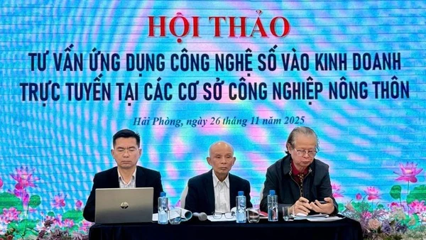 Hội thảo “Tư vấn ứng dụng công nghệ số vào kinh doanh trực tuyến tại các cơ sở công nghiệp nông thôn" tại Hải Phòng. (Ảnh: PV)