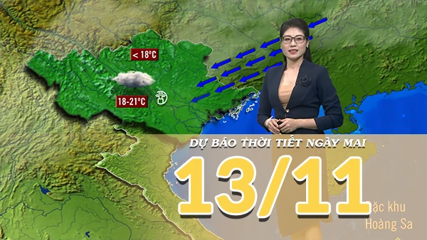 [Video] Dự báo thời tiết đêm nay và ngày mai 13/11/2025: Bắc Bộ trời nắng ráo